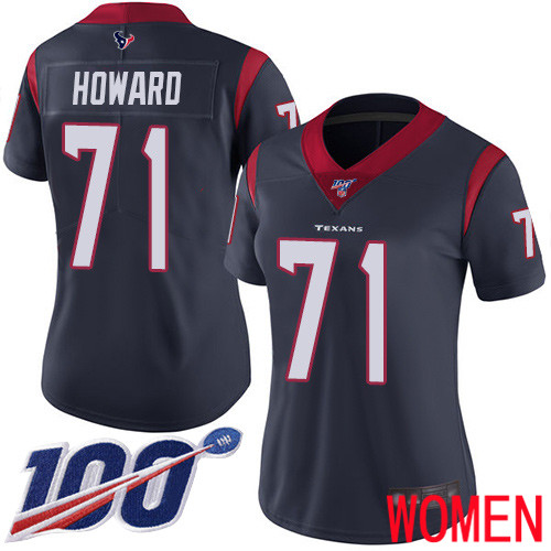 Houston Texans Limited Navy Blue Women Tytus Howard Home Jersey NFL Football #71 100th Season Vapor Untouchable->women nfl jersey->Women Jersey